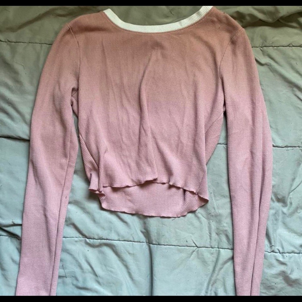 Forever 21 pink long sleeve crop top size L.